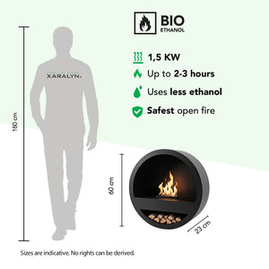 Xaralyn Orbit bioethanol wall fireplace