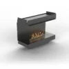 Black metal fireplace on a white background