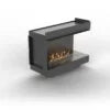 Black metal fireplace on a white background