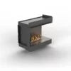 Black metal fireplace on a white background