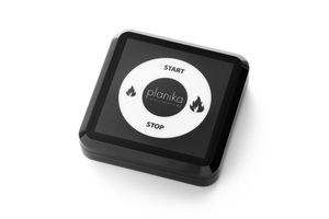 Black square device with 'planika' branding on a white background