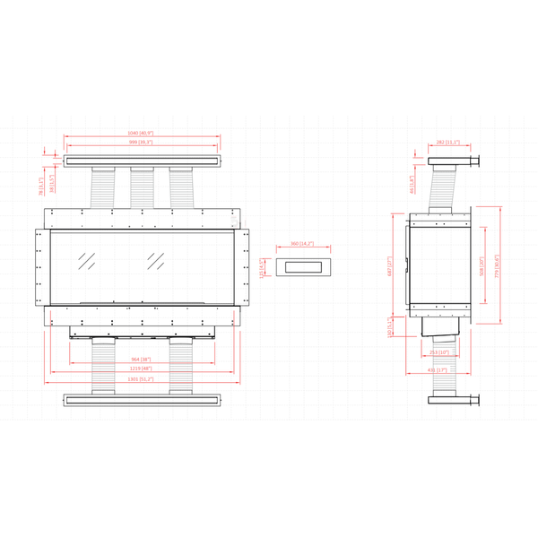 Technical drawing of a mechanical component with dimensions