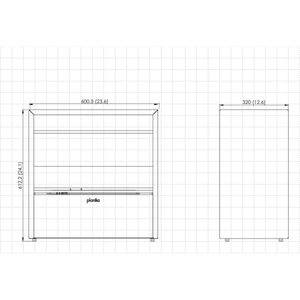 Technical drawing of dimensions on a grid background