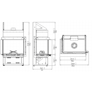 Technical drawing of a mechanical component with dimensions on a white background