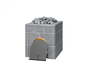 Gray brick-style Classic Smoke Sauna Oven with a small opening on a white background