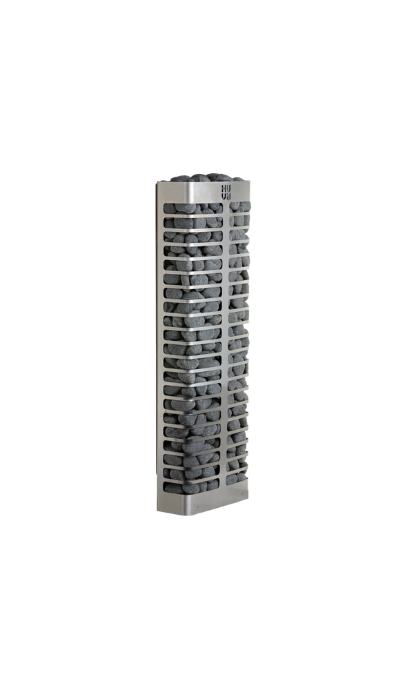 Huum steel electric sauna heater in a white background