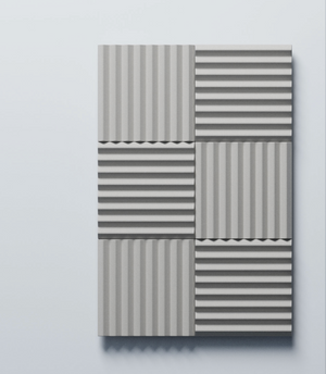 Rectangular panel with striped pattern on a light gray background