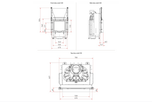Technical drawing of a mechanical component with dimensions
