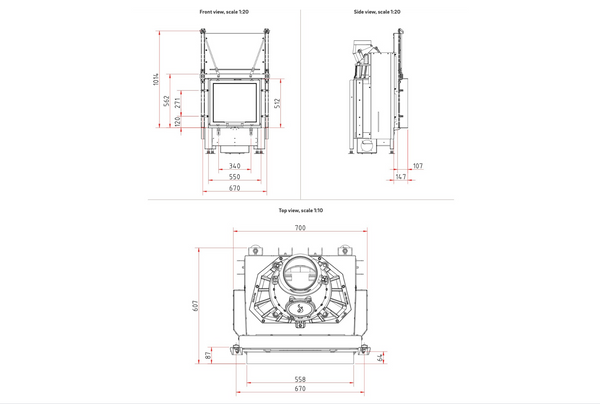 Technical drawing of a mechanical component with dimensions