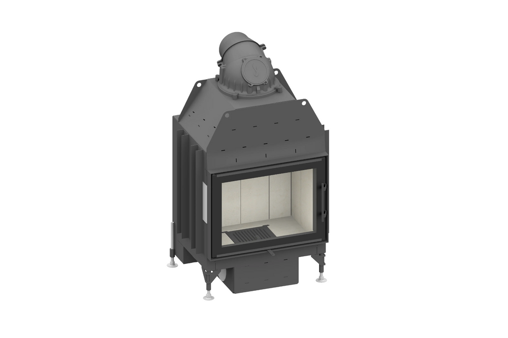 Black wood stove on a white background