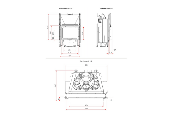 Technical drawing of a mechanical component with dimensions on a white background