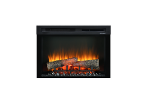 XHD26 firebox from Dimplex on white background, glowing logs.