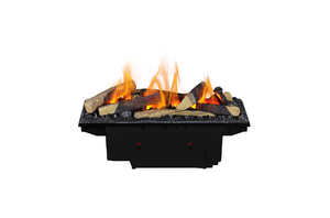 Fire pit with flames on a white background