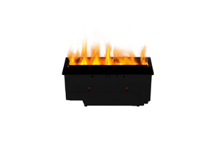 Black fire pit with flames on a white background