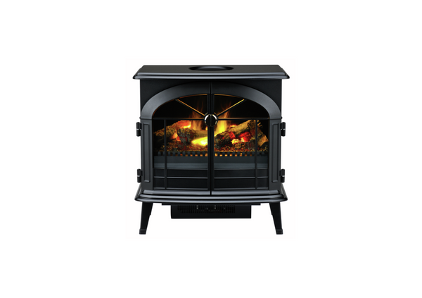Dimplex Stockbridge Electric Fireplace with door close, with glowing amber fire