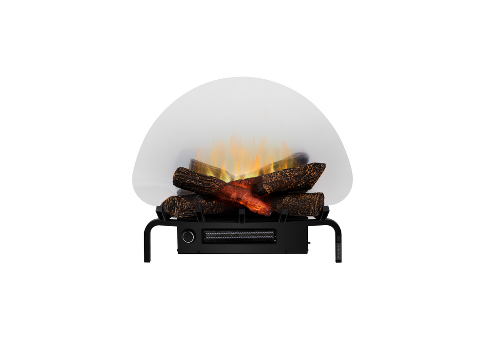 Revillusion Logset 20 electric fireplace log set with realistic glowing logs and Revillusion flame effect, shown from the front.