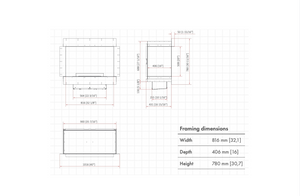 Technical drawing of a frame with dimensions on a white background