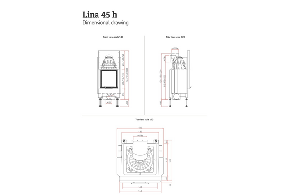 Technical drawing of a product labeled 'Lina 45 h' with dimensions on a white background.