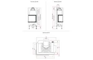 Schmid Ekko 5551 fireplace dimensional drawing on a white background