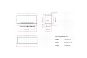 A dimensional drawing of planika forma 1200 on white background