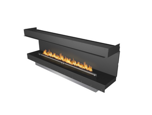 Planika fireplace Forma series with amber fire on white background