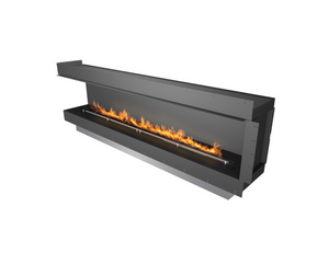 Modern electric fireplace with flames on a white background
