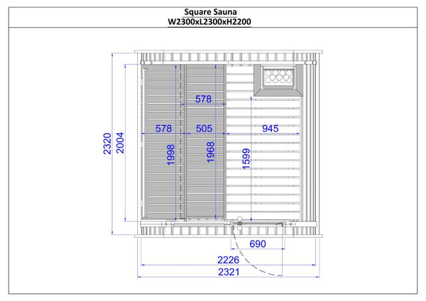 Garidecor Square Sauna 2.3 x 2.3