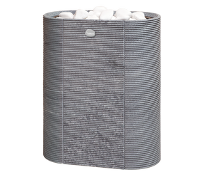 Soapstone Cladded Electric Sauna Heater Tulikivi Routa With White Decorative Sauna Stones