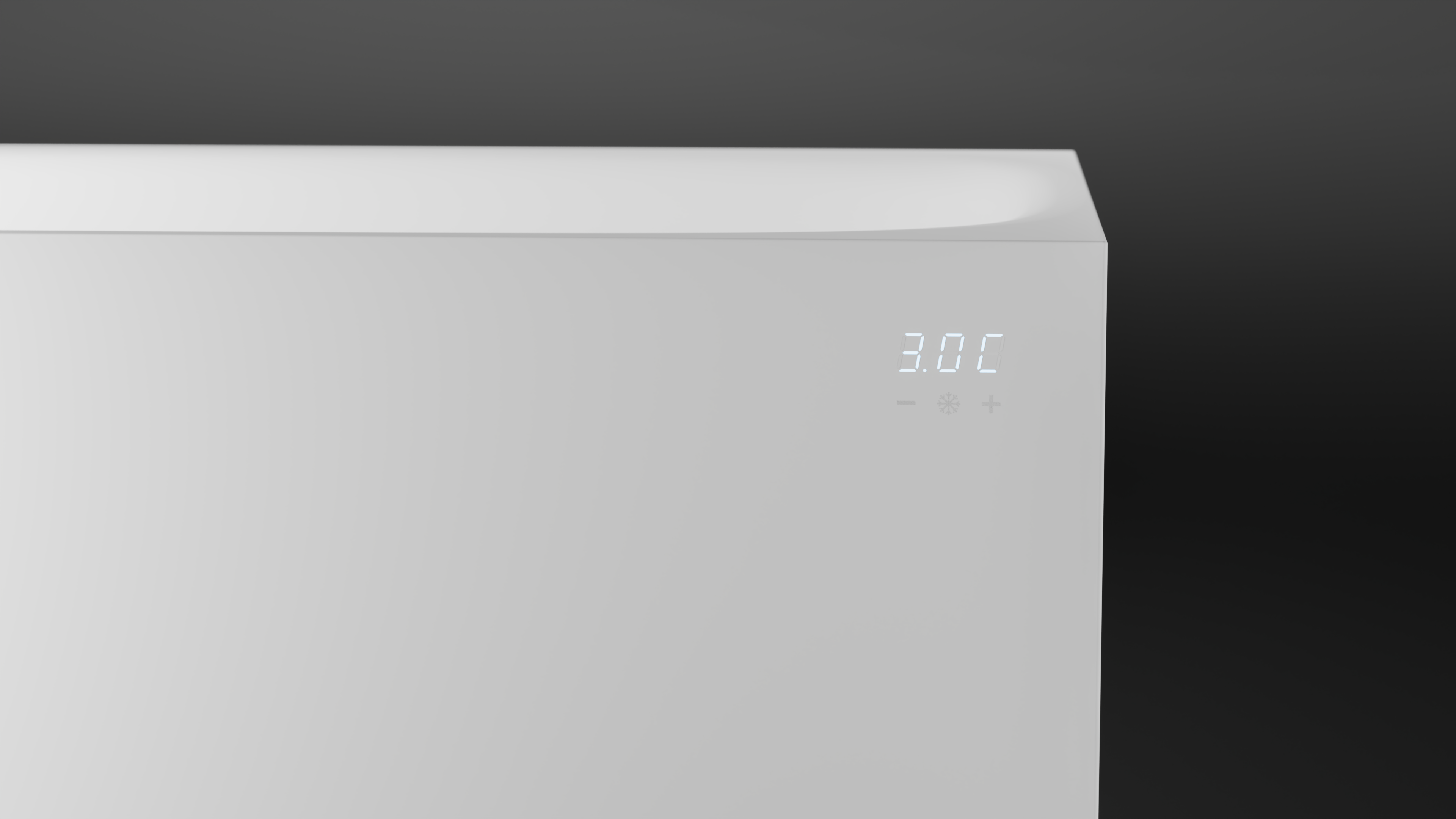 White cold plunge with digital display on a black background