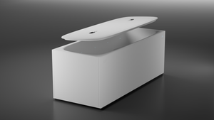 Modern white cold plunge on a dark gray background