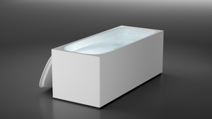 Modern cold plunge on a dark gray background