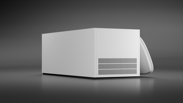 Modern cold plunge on a dark gray background