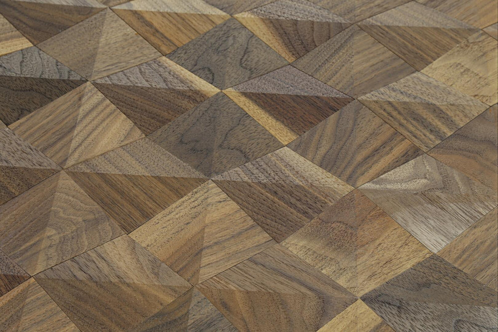 Wooden parquet floor with a geometric pattern