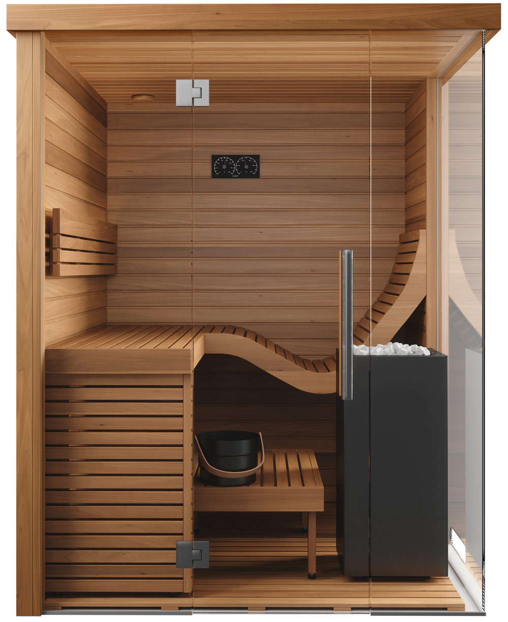 Glass corner sauna