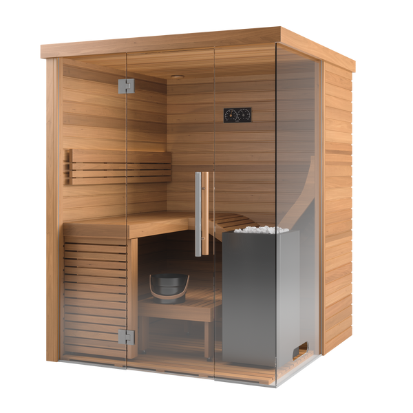 Glass corner sauna