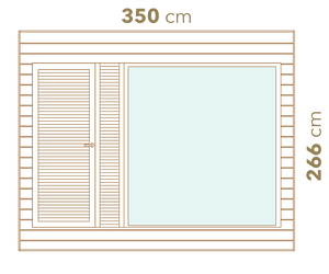 Window dimensions labeled with measurements in centimeters