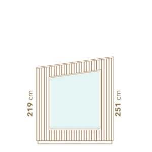 Measurement chart with a square frame and dimensions 219 cm x 251 cm on a white background.