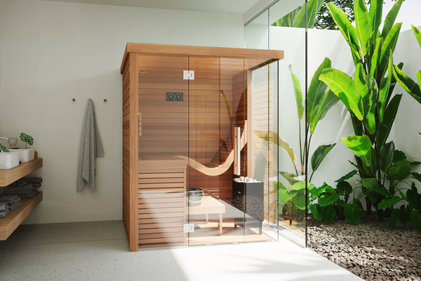 Glass corner sauna