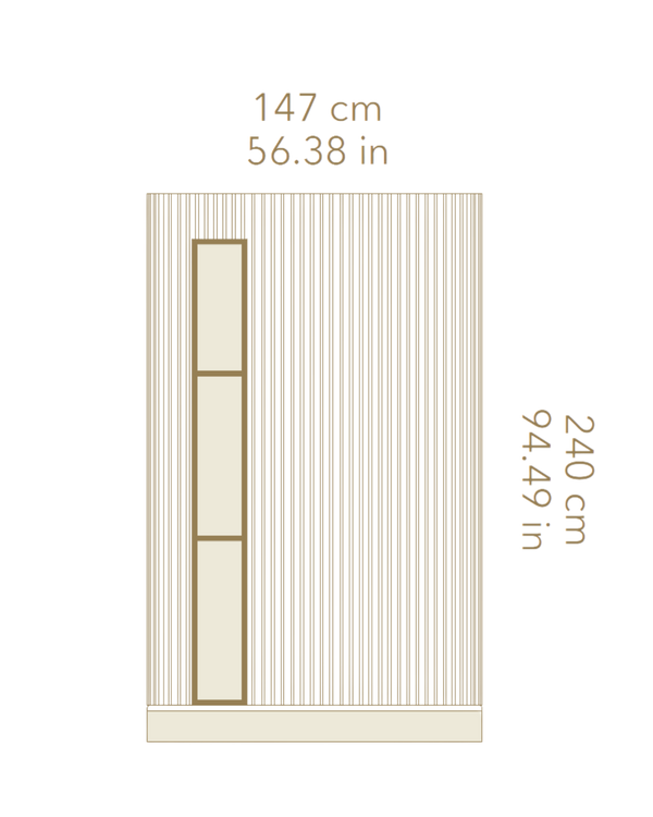 Measurement chart of a rectangular area with dimensions in centimeters and inches.