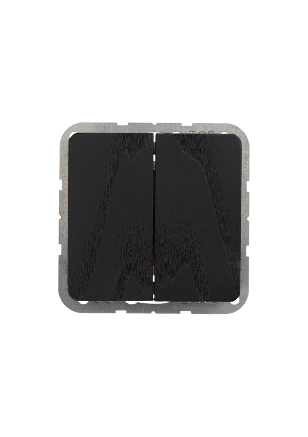 Black square patch with textured surface on a light gray background