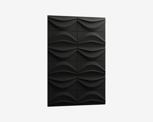 Black textured wall panel on a white background