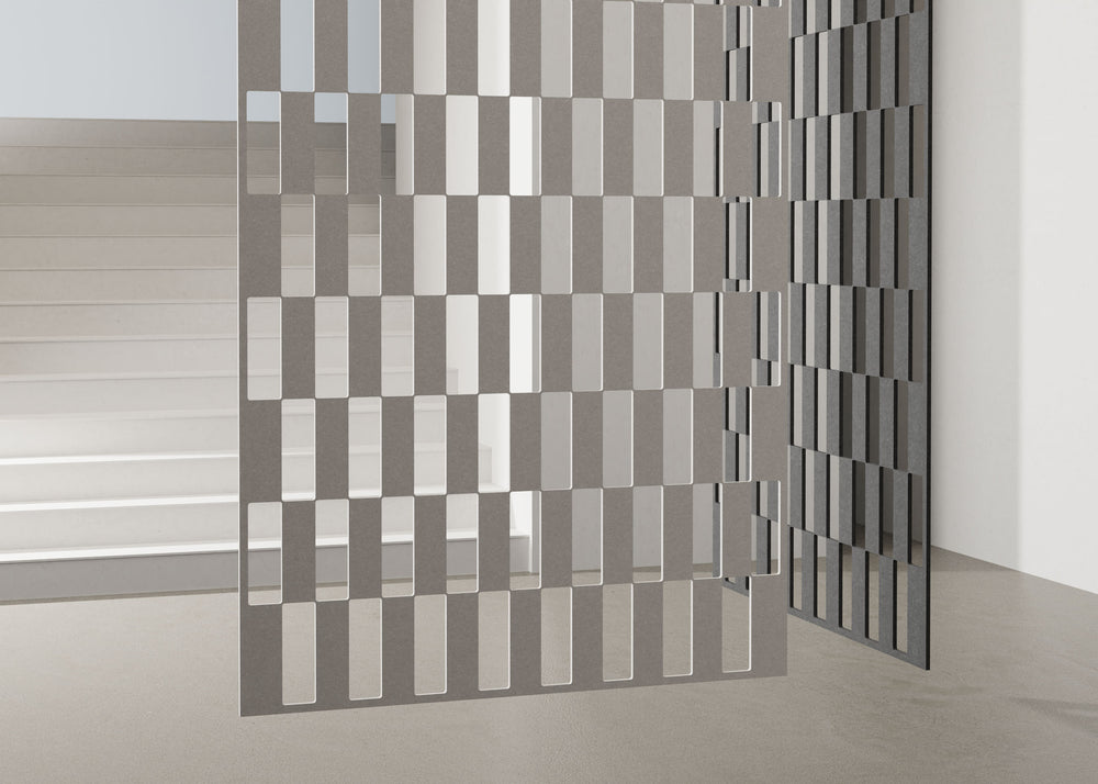 Decorative wall panel with geometric pattern in a neutral setting
