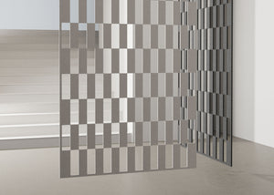 Decorative wall panel with geometric pattern in a neutral setting