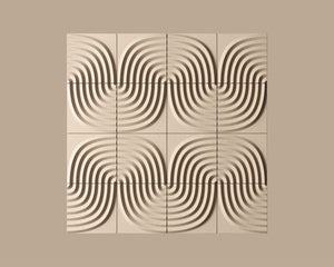 Decorative wall panel with wavy pattern on a beige background