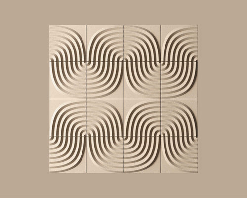Decorative wall panel with wavy pattern on a beige background