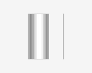 Rectangular panel with vertical lines on a white background