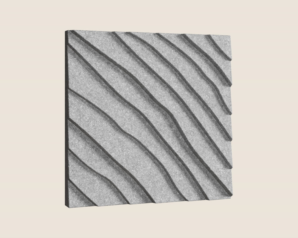 Textured square panel with wavy pattern on a beige background