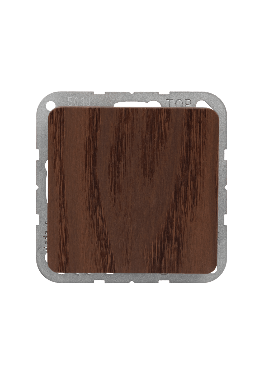 Wooden sample with a gray border on a light gray background