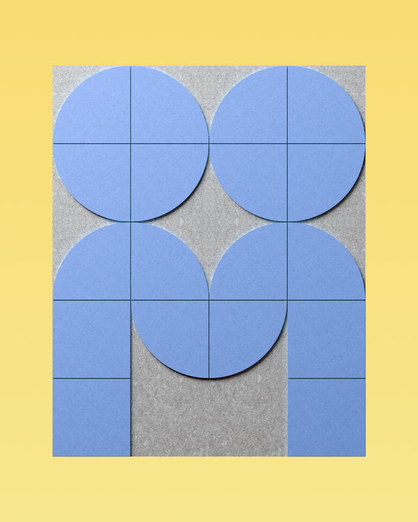 Geometric shapes on a yellow and gray background