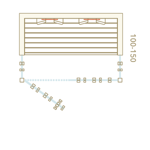 Diagram of a radiator with dimensions on a white background